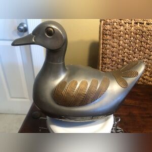 VINTAGE‎ PEWTER and BRASS DUCK TRINKET BOX RETRO 7 x 5.5 inches
